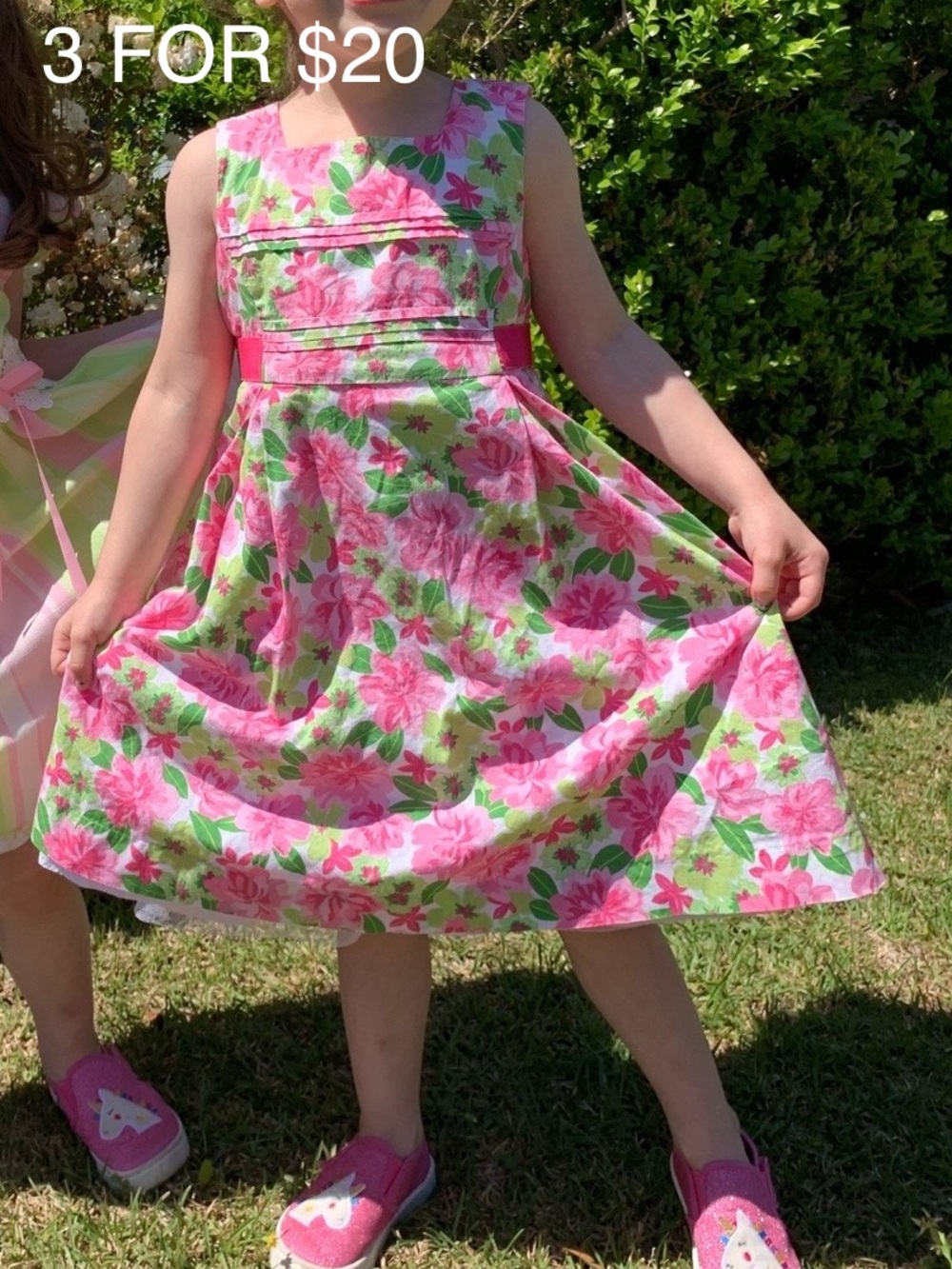 🌟Girls 4T Maggie & Zoe Pink and Green Floral Dress